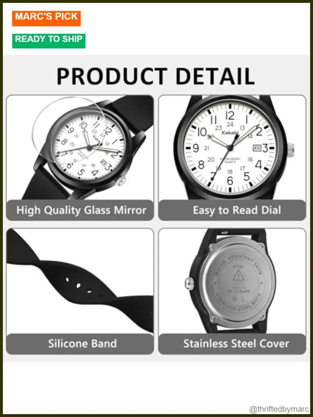 Unisex Military Sport Analog Quartz Watch with Silicone Strap, 24 Hour Time,